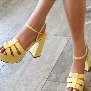 Yellow platform heels